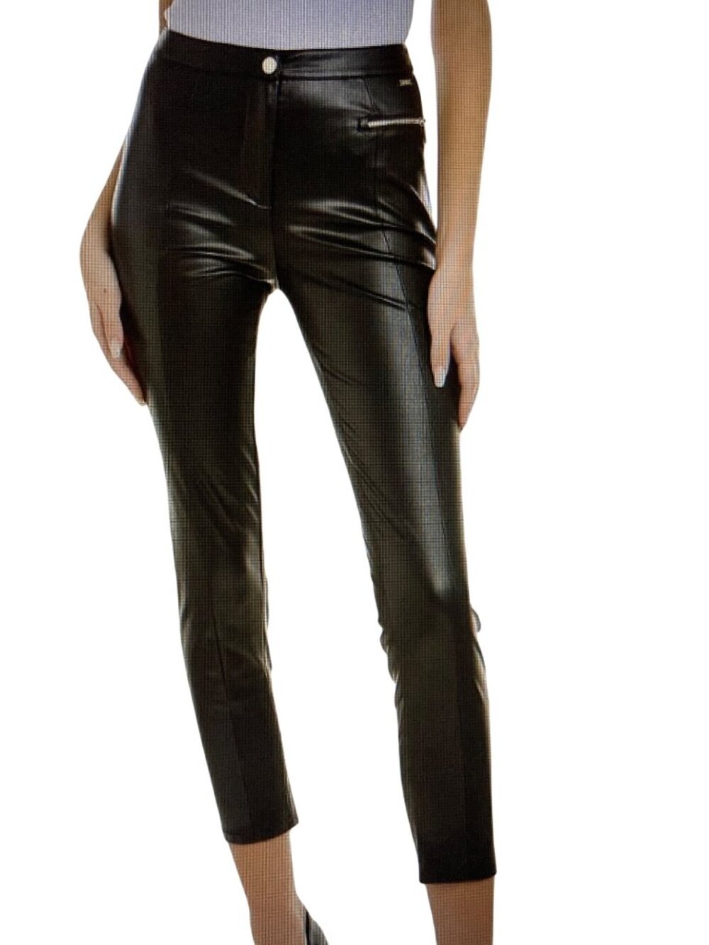 A｜X ARMANI EXCHANGE Women's Zipper Leather Leggings 8 NWT  DMG See Notes